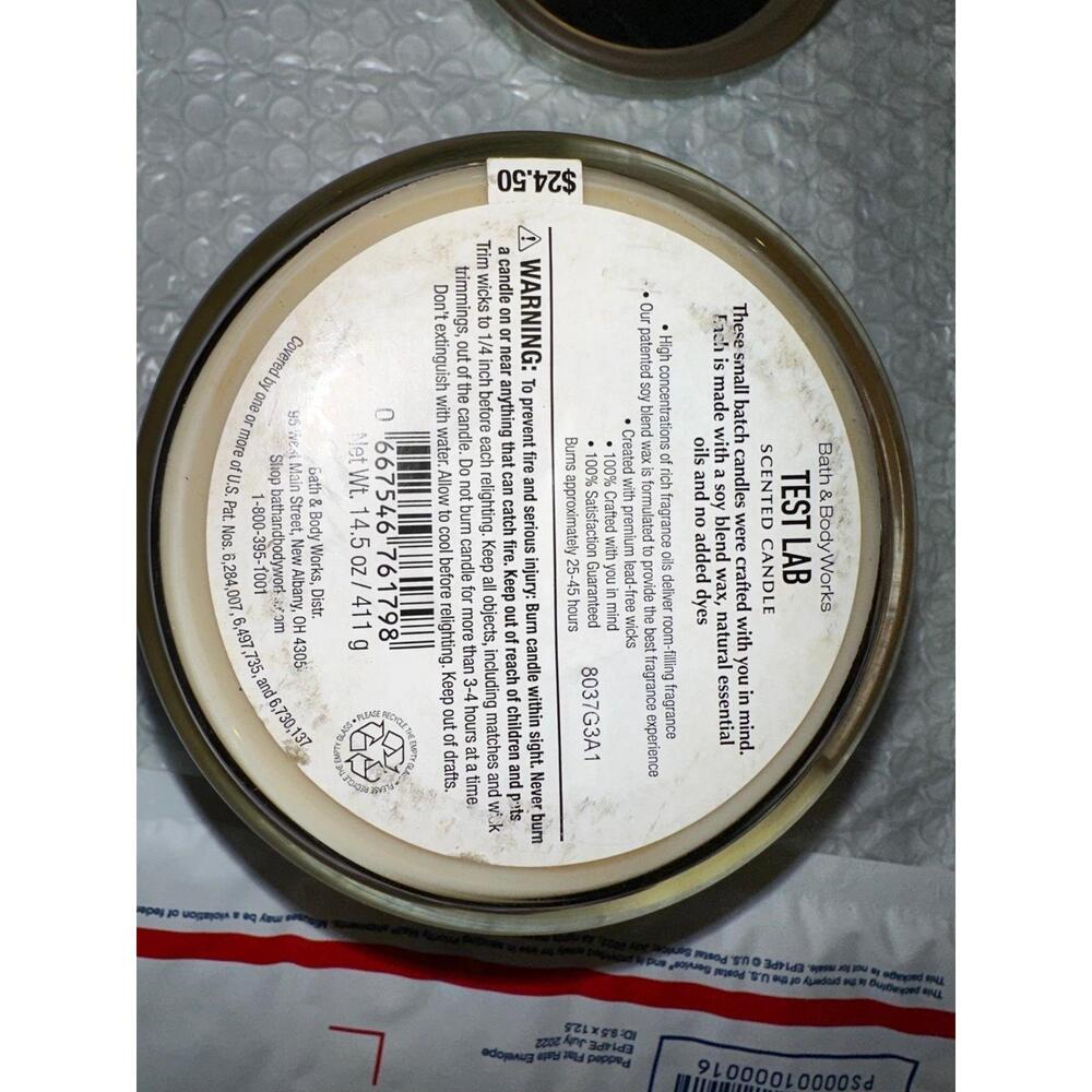 Bath and Body‎ Works Test Lab Grill Smoky Blend No 029 3-Wick Candle 14.5oz Rare - Picture 5 of 8